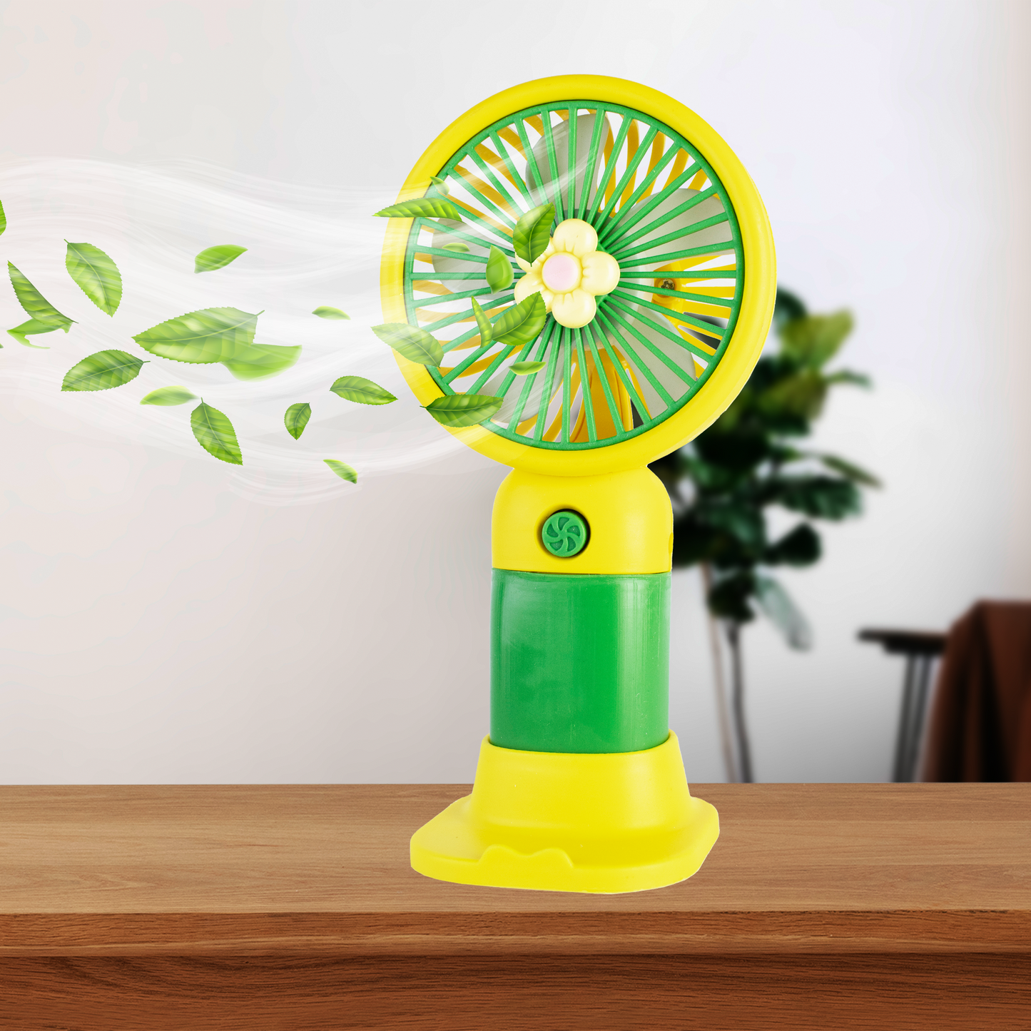 Mini Portable Cute USB Fan, Built in Lithium-Ion Rechargable Battery, High Speed BLDC Motor, Mobile Stand, Best for Office, Home, Travel, Mackup