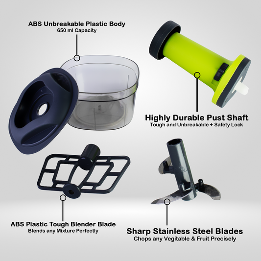 2 in 1 Tough ABS Plasatic Classy Vegitable & Fruit Chopper 650ml Big Size