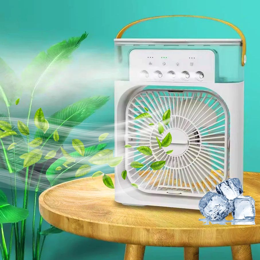 MINI Table Fan + Ice Cooled Mist Sprayer Fan, With Harmonious Light, Fan for Home, Office, Bedroom, Living Room, Dining Room, Kitchen
