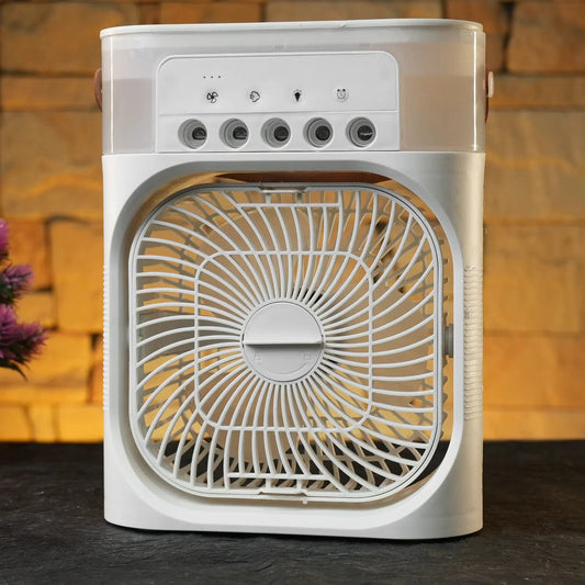 MINI Table Fan + Ice Cooled Mist Sprayer Fan, With Harmonious Light, Fan for Home, Office, Bedroom, Living Room, Dining Room, Kitchen
