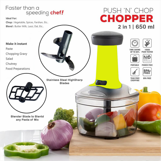 2 in 1 Tough ABS Plasatic Classy Vegitable & Fruit Chopper 650ml Big Size